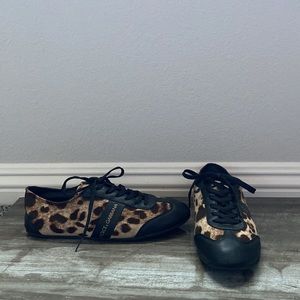 Dolce & Gabbana Leopard Print Canvas & Leather Sneakers